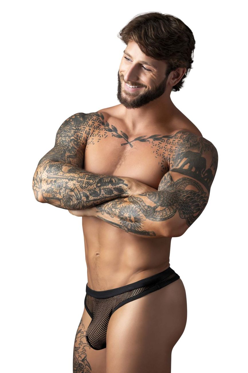 Male Power 441-11C Fishnet Mens See Through Bong Thong Black
