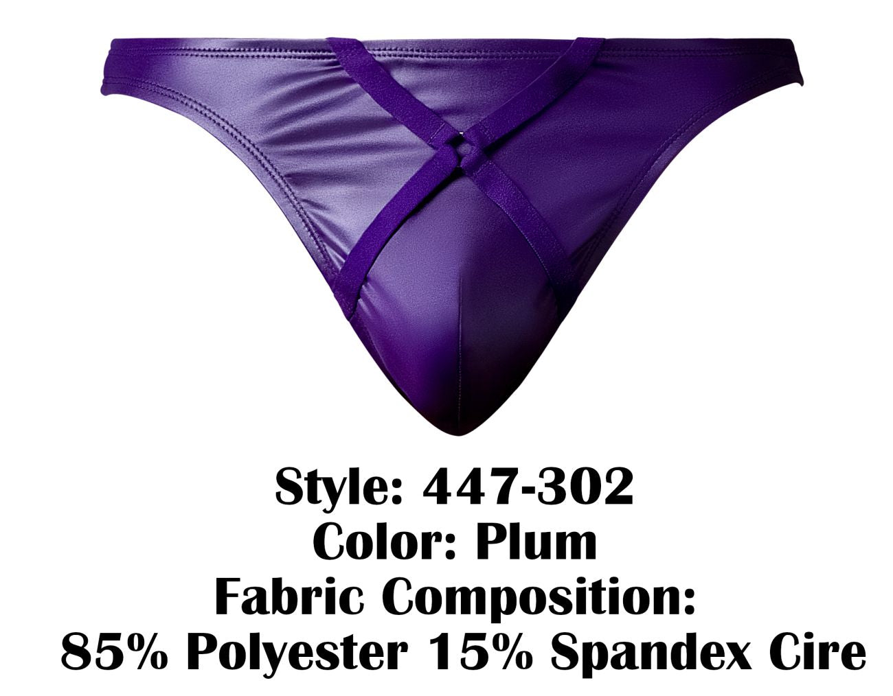 Male Power 447-302 Eggplant Crossover Mens Sexy Thong Plum