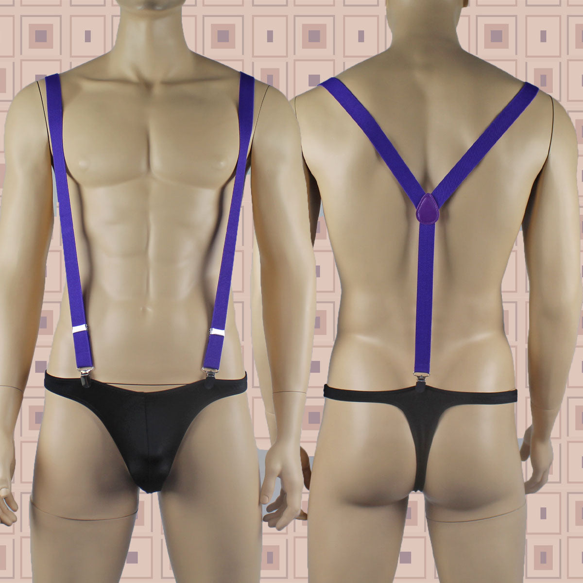 JCSTK - Stretch Elastic Clip on Suspender Braces Purple