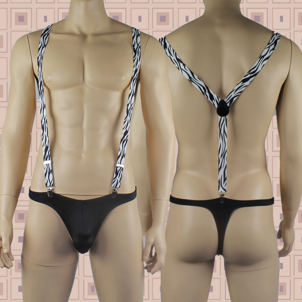 JCSTK - Stretch Elastic Clip on Suspender Braces Zebra