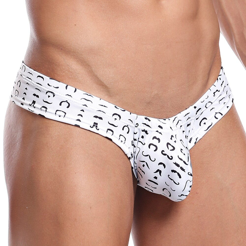 JCSTK - Mens Mustache Micro Bikini Brief White