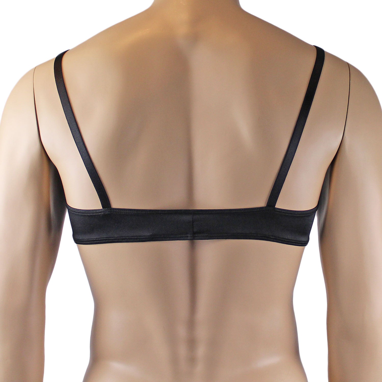 Mens Jenny Shiny Spandex Bra Top & G string Lingerie Black