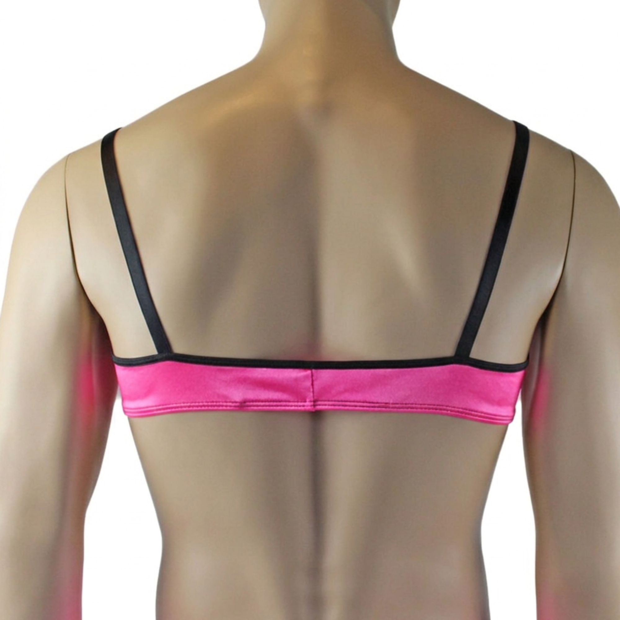 Mens Jenny Shiny Spandex Bra Top & G string Lingerie Hot Pink