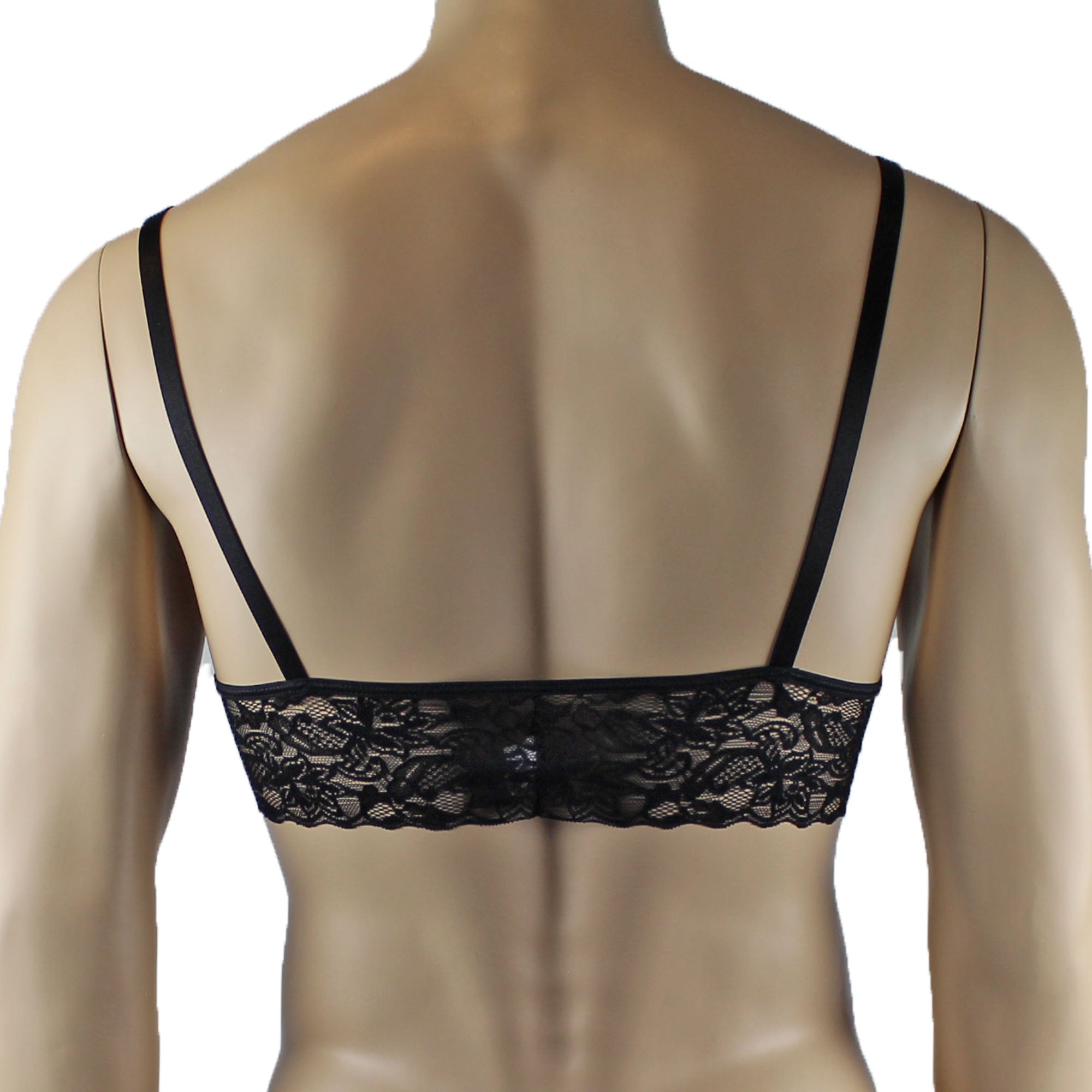 Mens Joanne Lace Bra Top Lingerie and Thong for Men Black and Black Lace