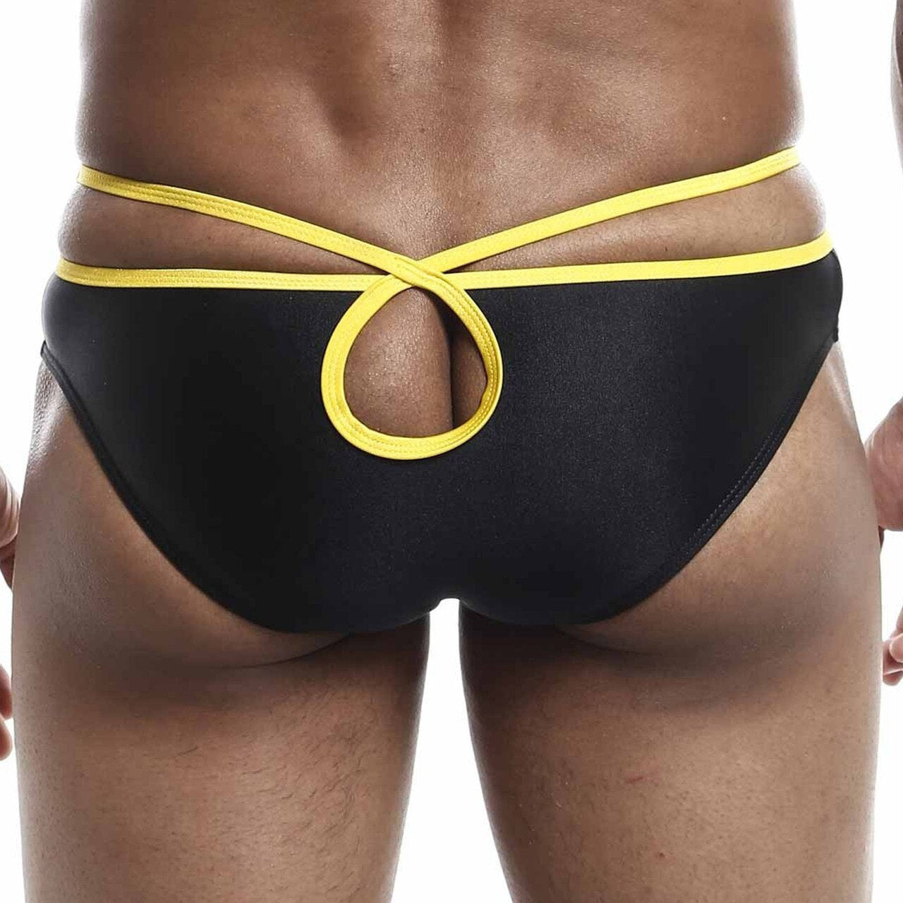 JCSTK - Mens Joe Snyder Front & Back Hole Bikini Brief Black