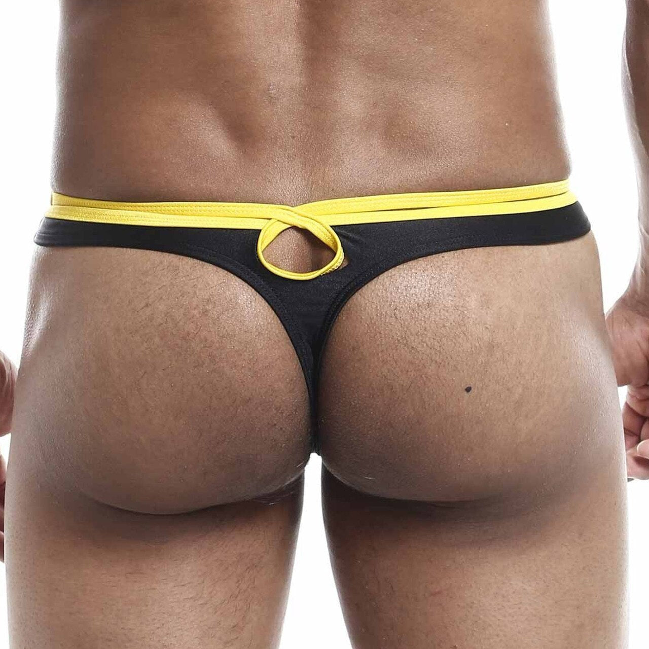 JCSTK - Mens Joe Snyder Front & Back Hole Thong Black