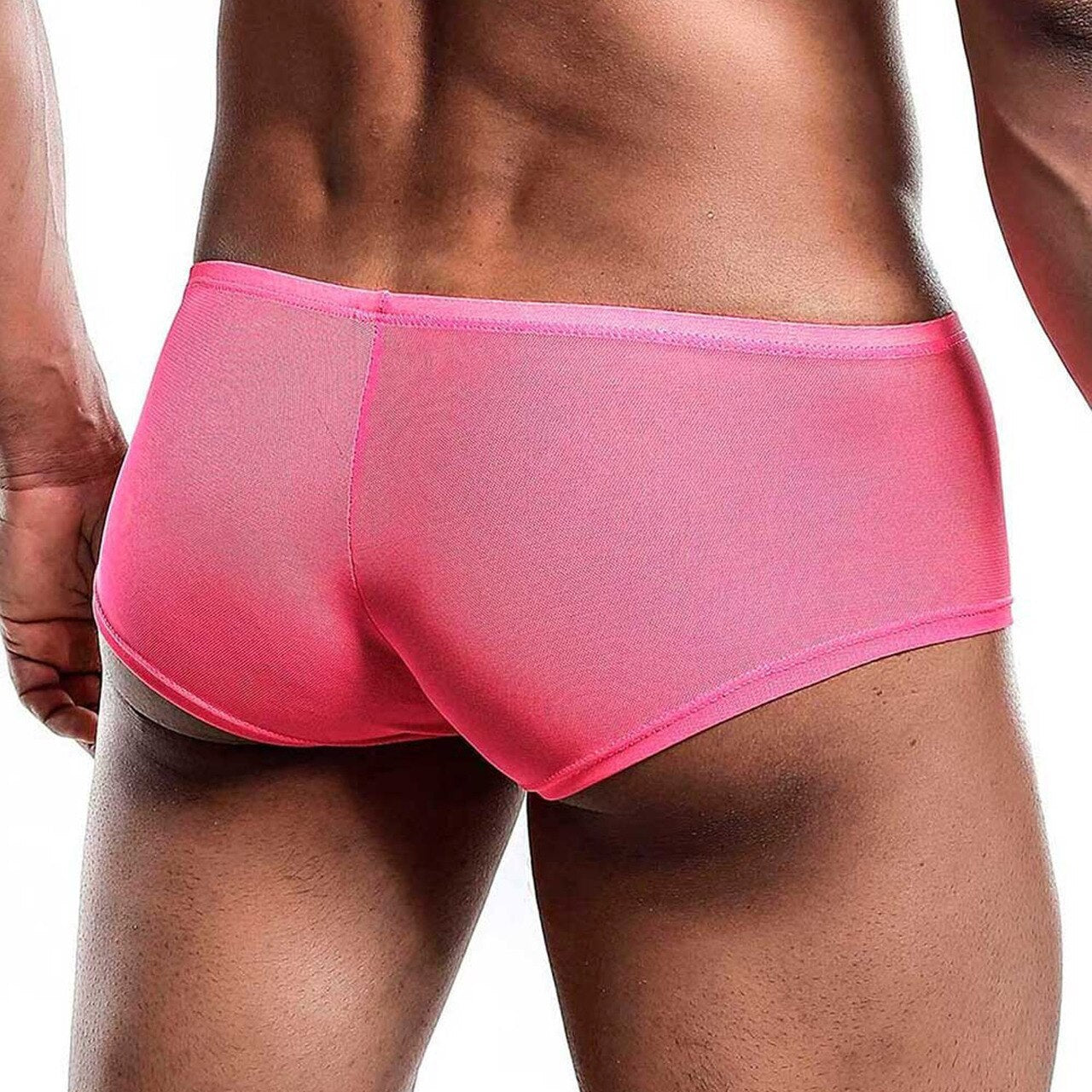 JCSTK - Mens Sheer Mesh Boxer Brief Hot Pink