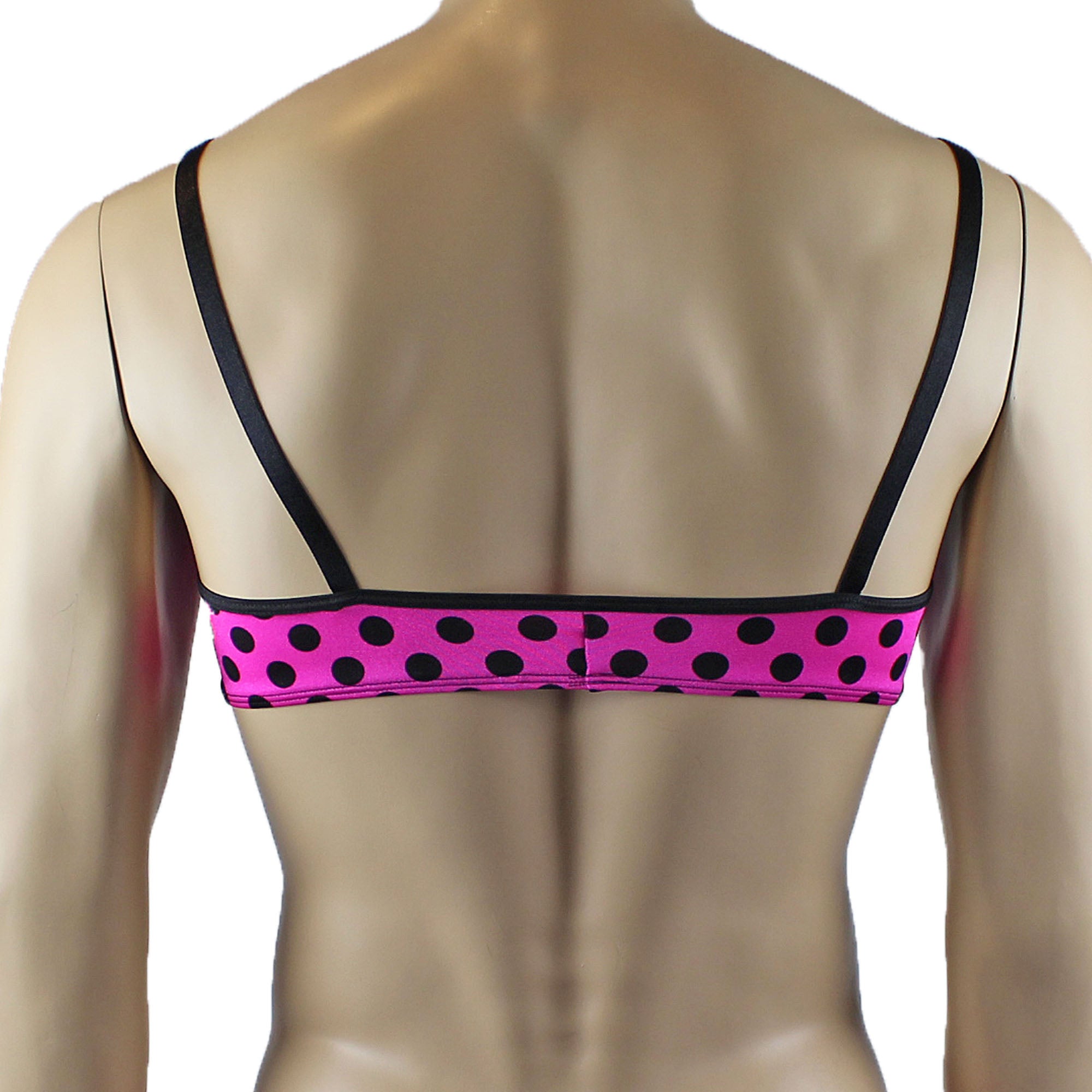 Mens Polka Dot Hot Pink Bra Top with Bow Front