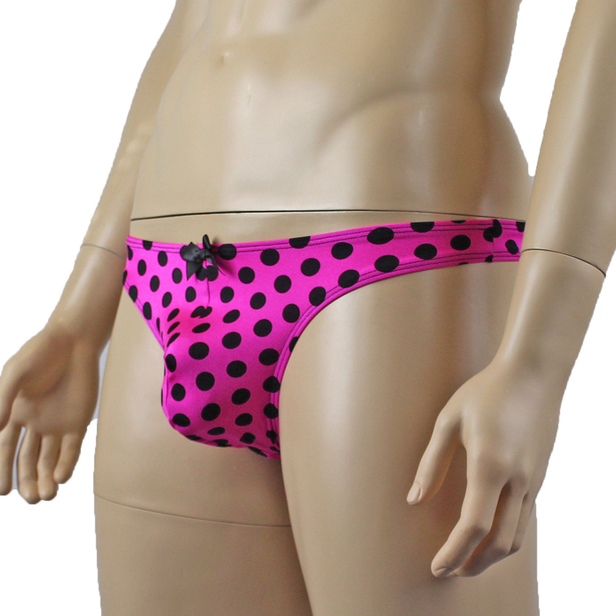 Mens Polka Dot Hot Pink Crop Top Bra & G string Thong