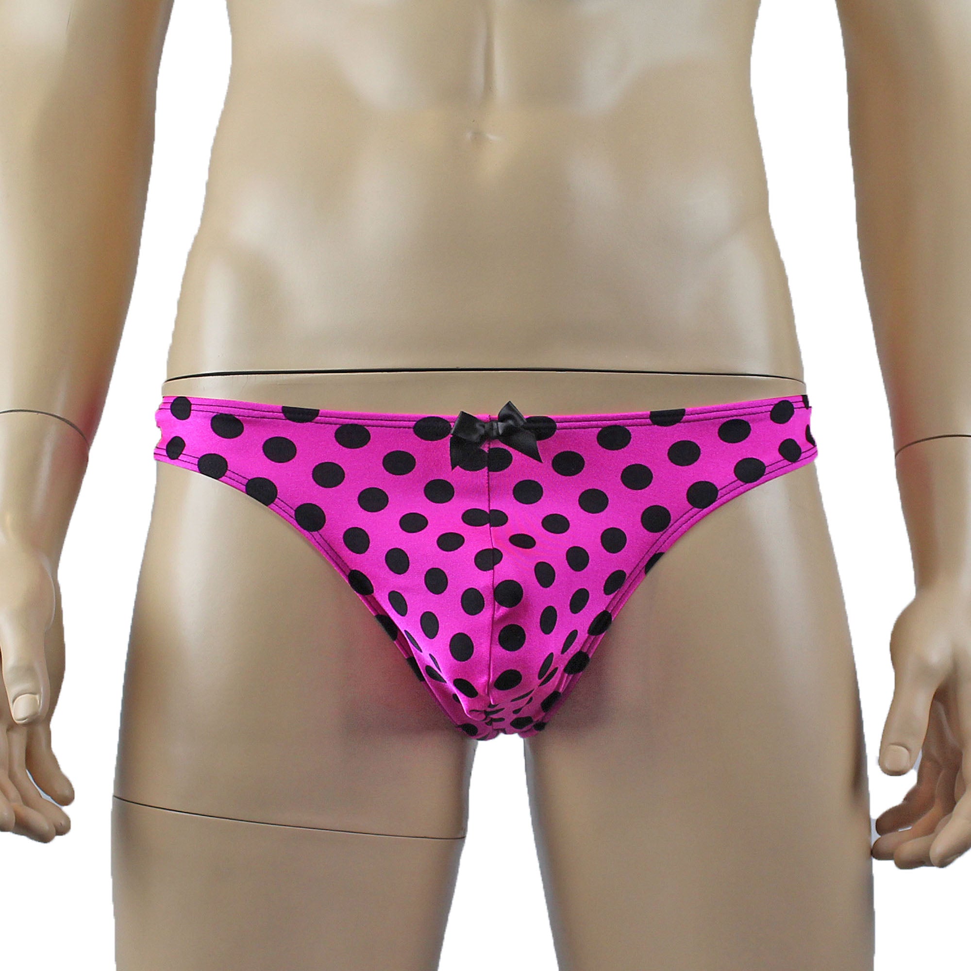 Mens Polka Dot Hot Pink Crop Top Bra & G string Thong