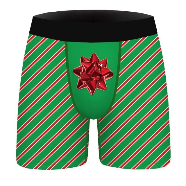 JCSTK - XMAS GIFT - Mens Christmas Boxer Shorts Printed Gift Wrap with Bow