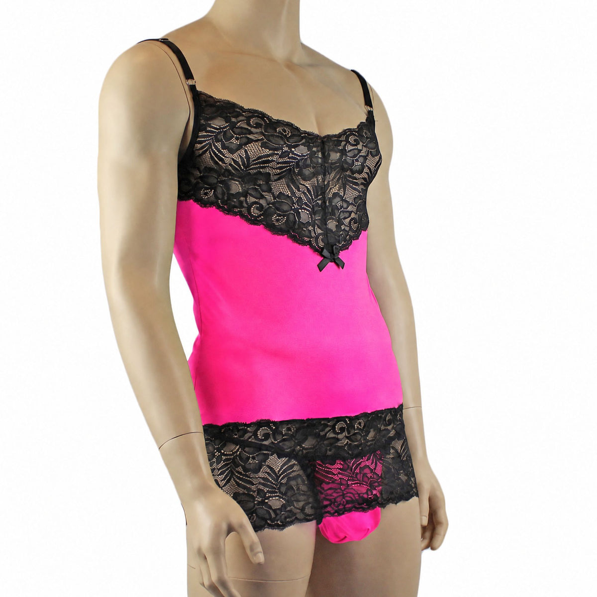 Mens Risque Camisole Mini Dress Chemise & G string Pink & Black