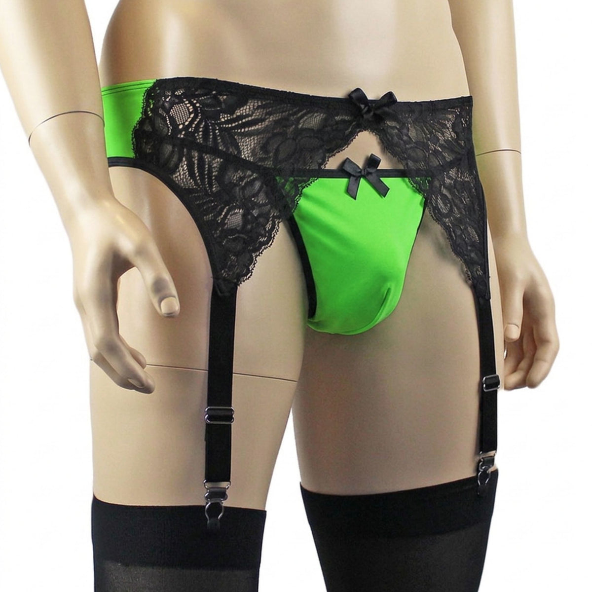 Mens Risque Garterbelt with Adjustable Garters (neon green plus other colours)