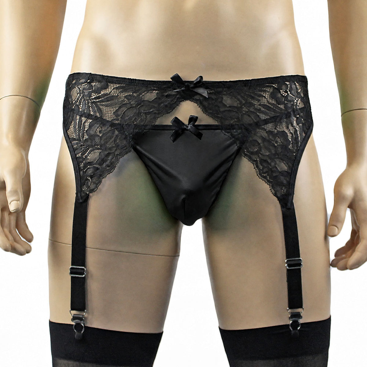 Mens Risque Garterbelt with Adjustable Garters Black & Black
