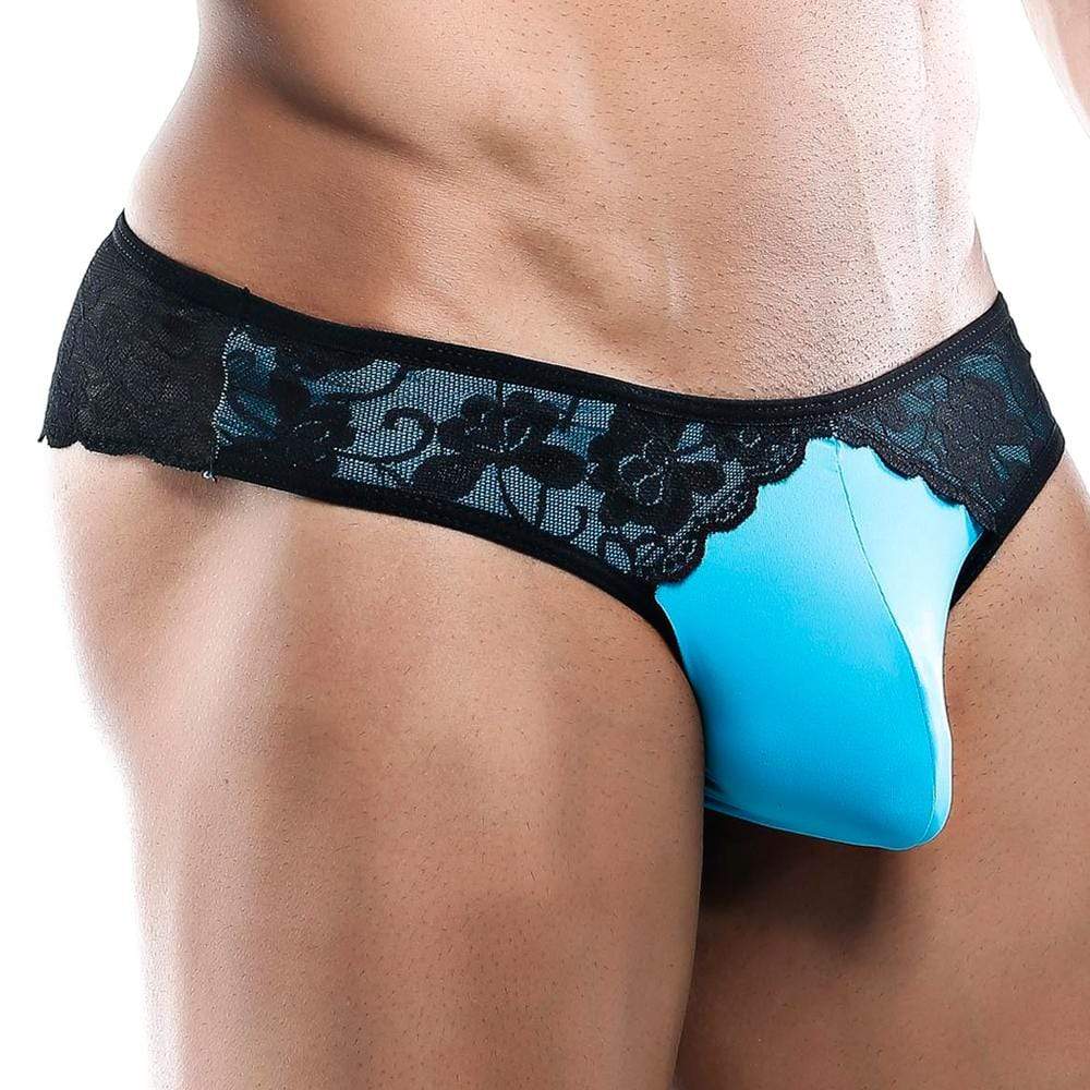 JCSTK - Mens Secret Male SMI018 Lace and Spandex Bikini Brief Black & Turquoise