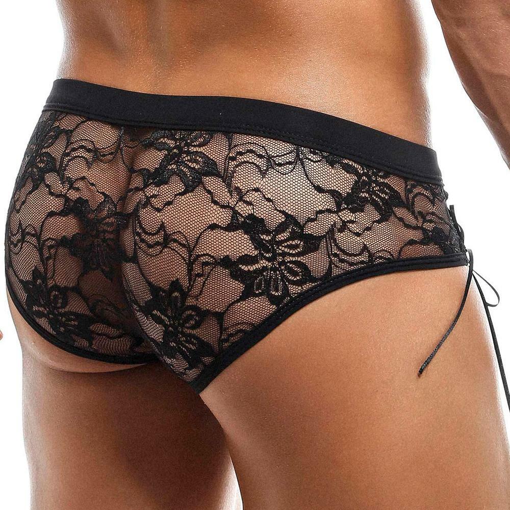 JCSTK - Secret Male SMI024 Lace Brief for Men with Lace-up Sides Underwear Black