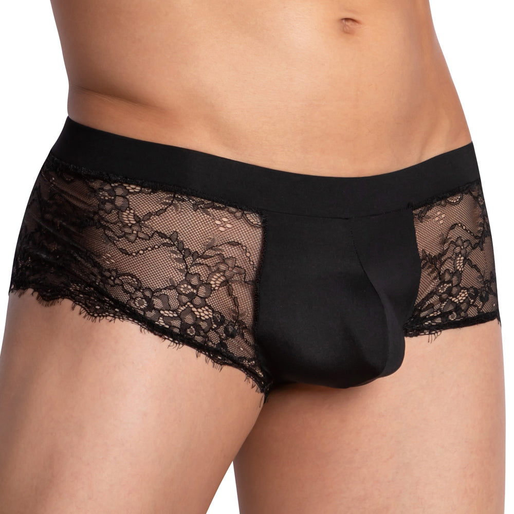 JCSTK - Secret Male SMI049 Sissy Mesh Lace Bikini Boxer Briefs Black