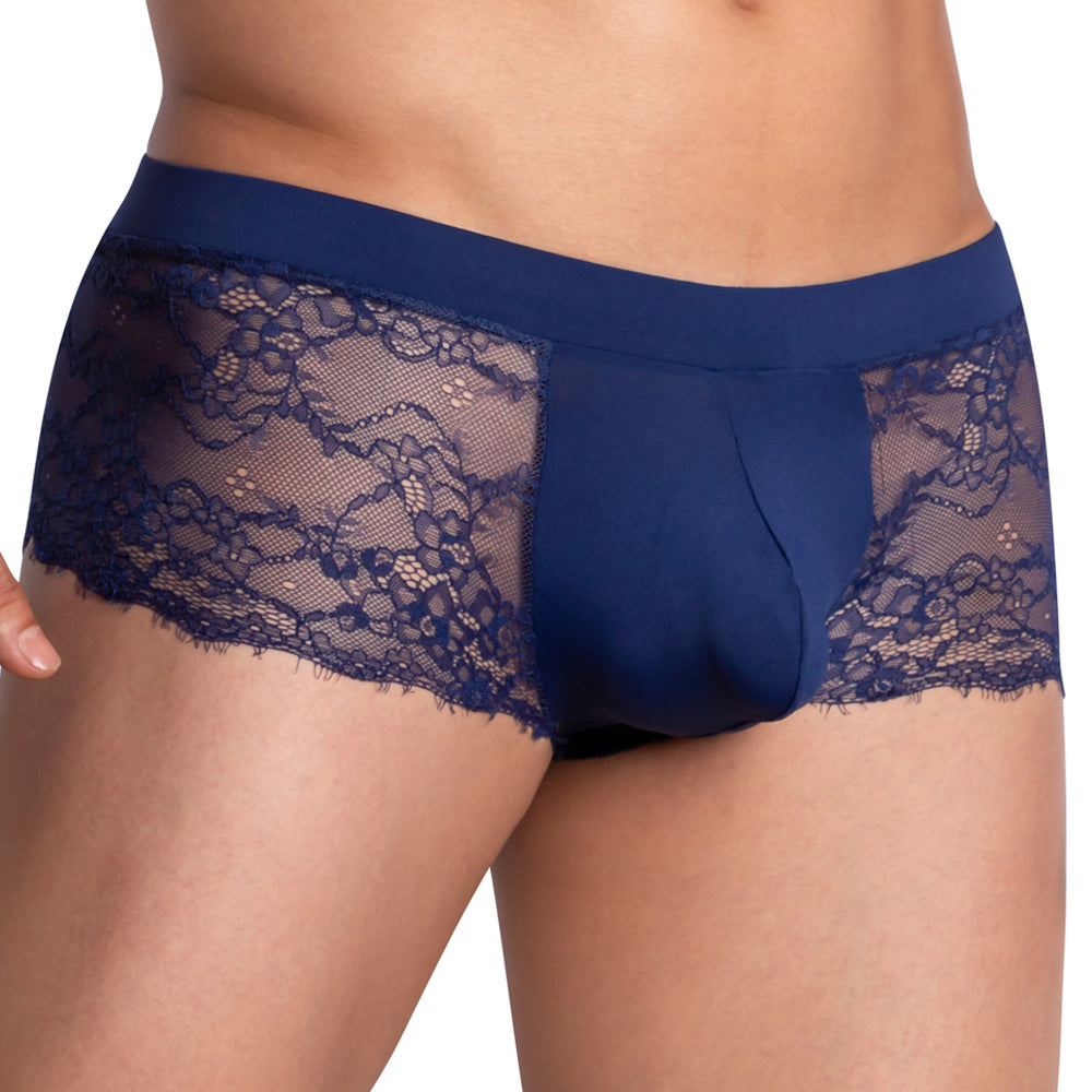 JCSTK - Secret Male SMI049 Sissy Mesh Lace Bikini Boxer Briefs Navy