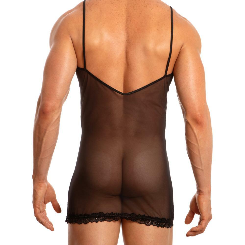 JCSTK - Mens Secret Male SMW001 Sheer Mesh and Lace Babydoll Black