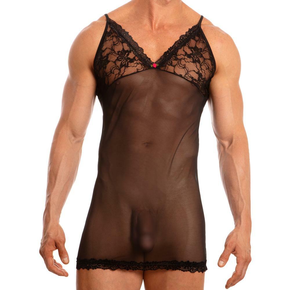 JCSTK - Mens Secret Male SMW001 Sheer Mesh and Lace Babydoll Black