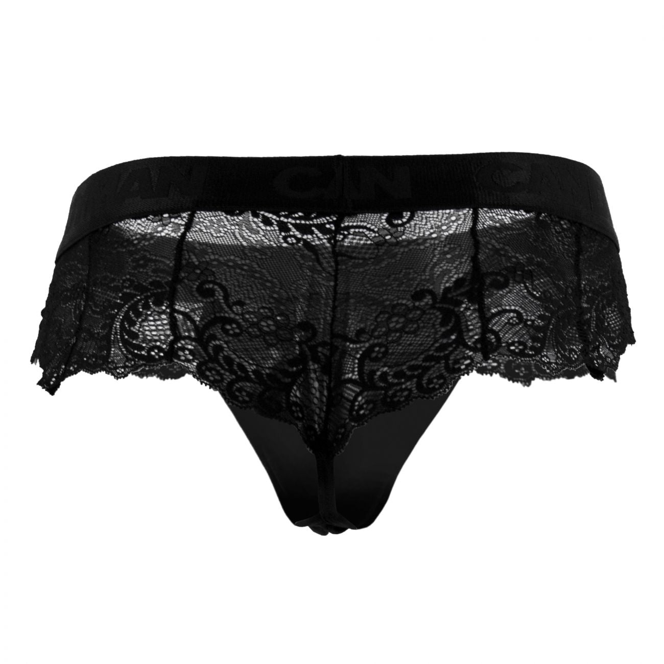 CandyMan 99304X Lace Thongs Black Plus Sizes