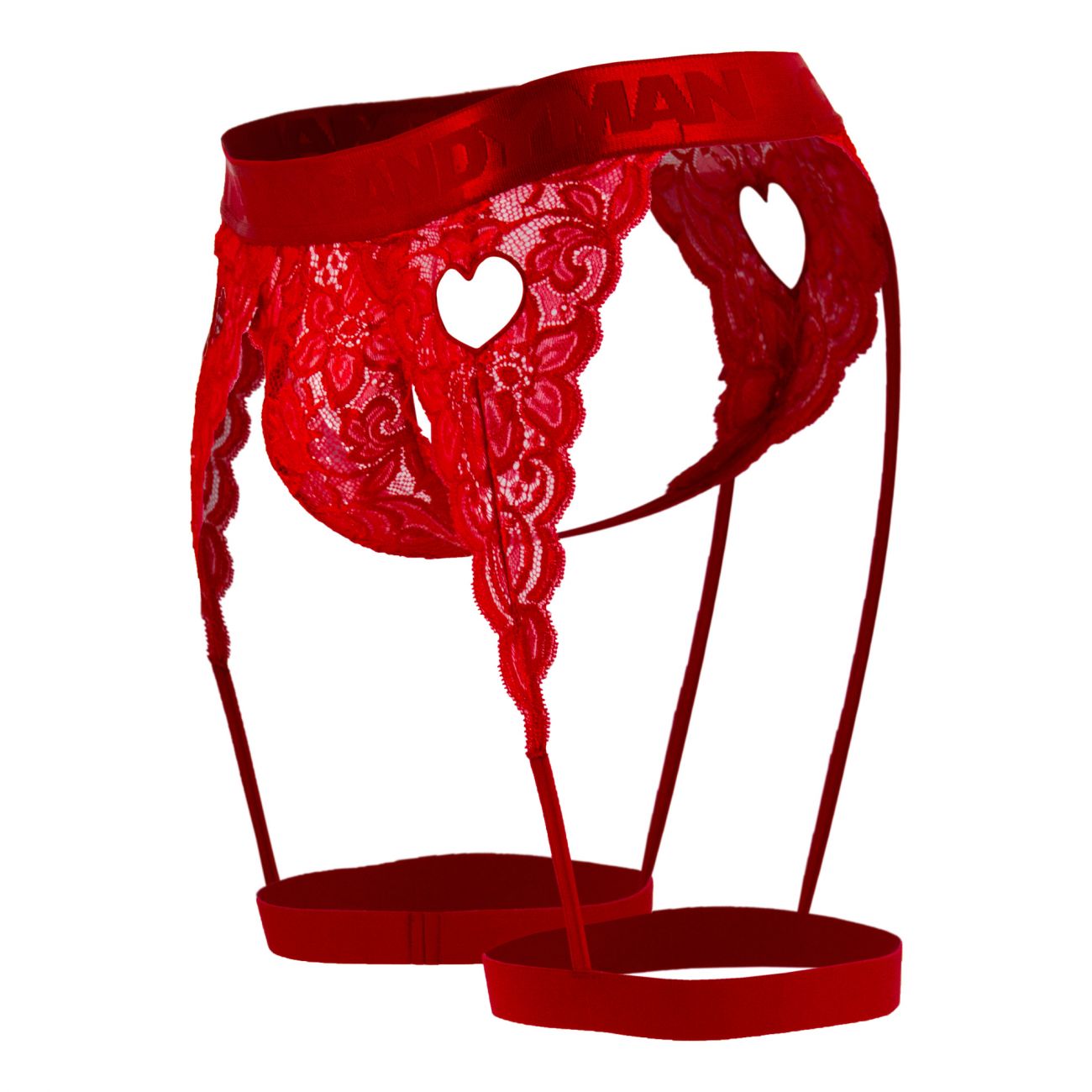 CandyMan 99310 Thong with Attached Garters Red