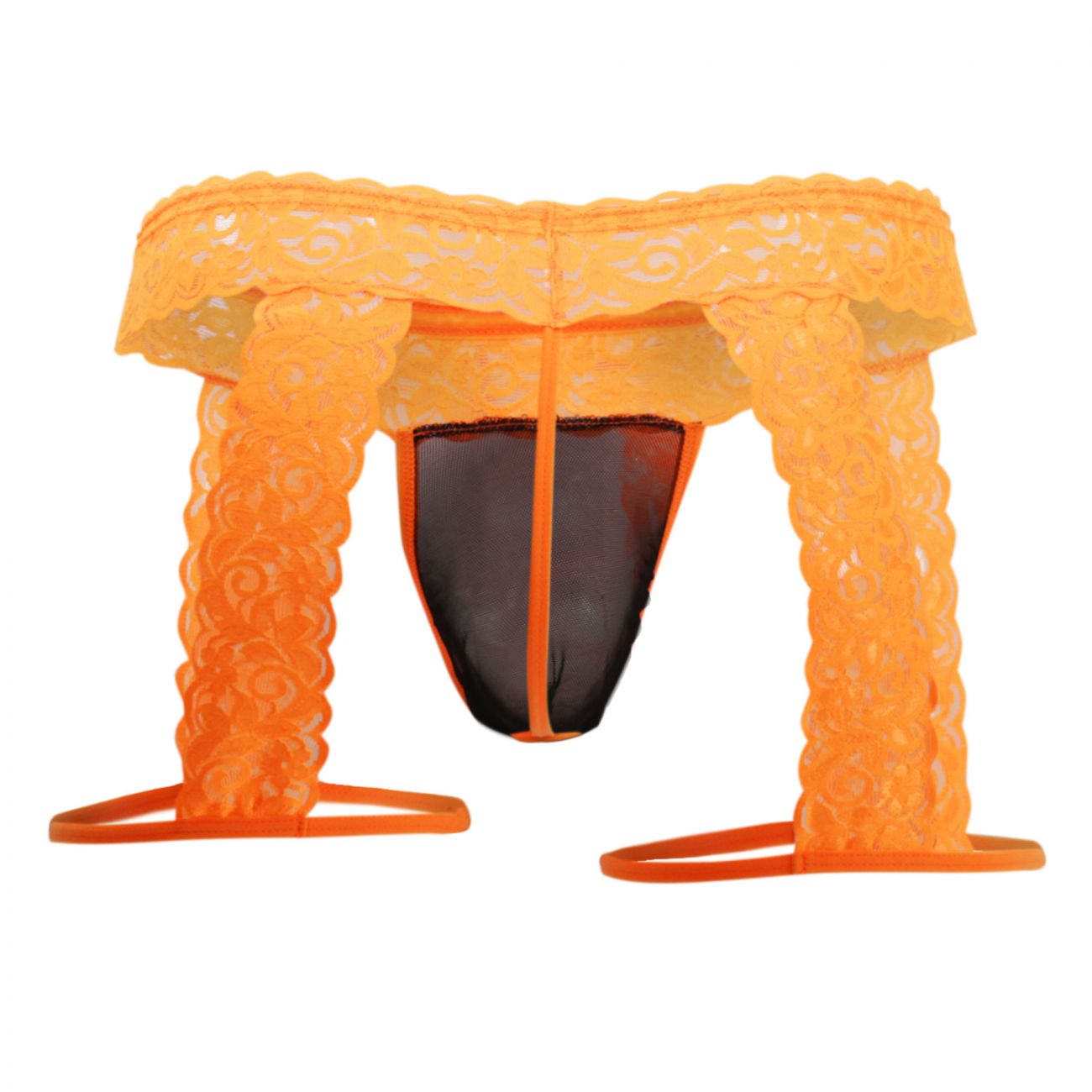 CandyMan 99369X Lace Thongs Hot Orange Plus Sizes