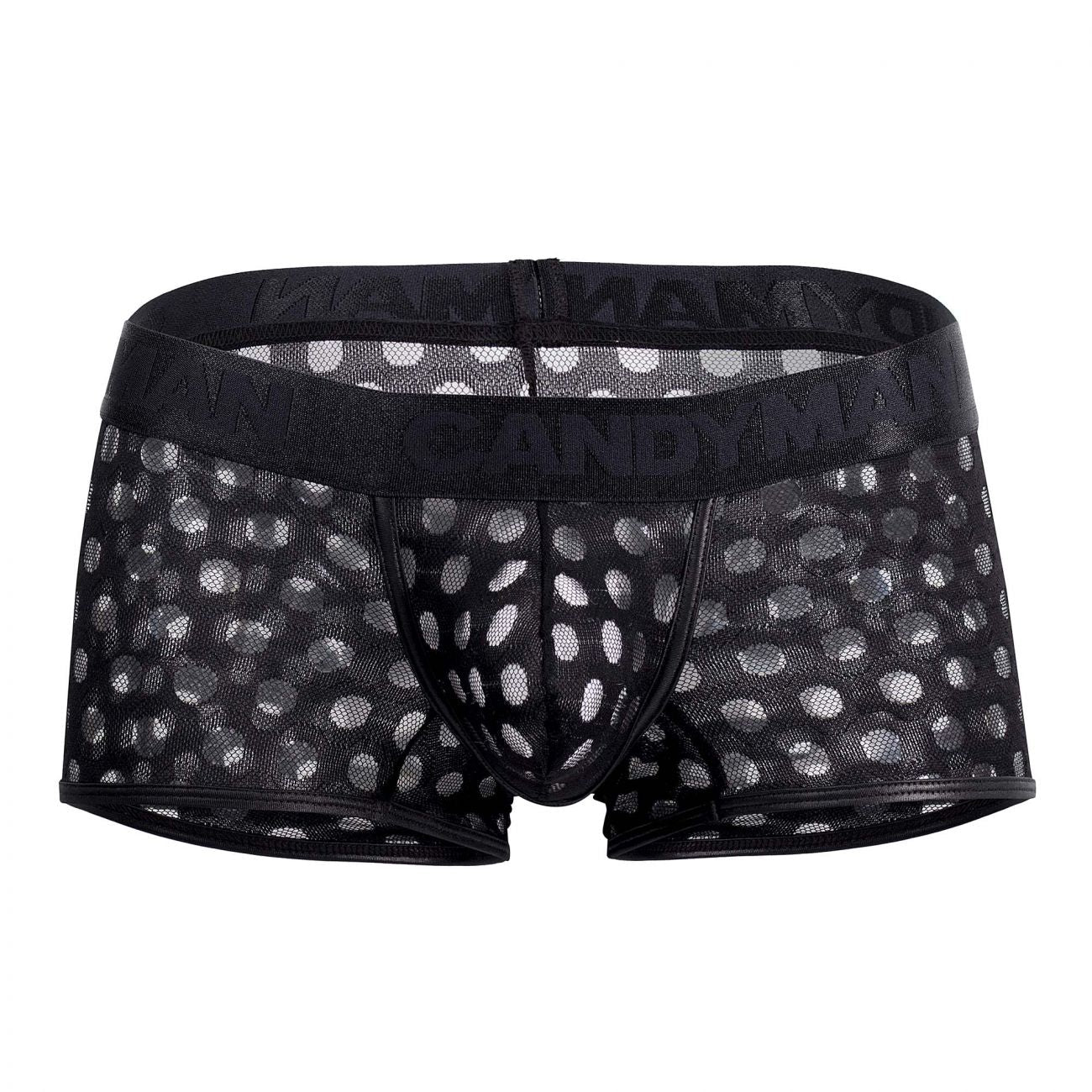 CandyMan 99511X Polka Mesh Trunks Black Plus Sizes