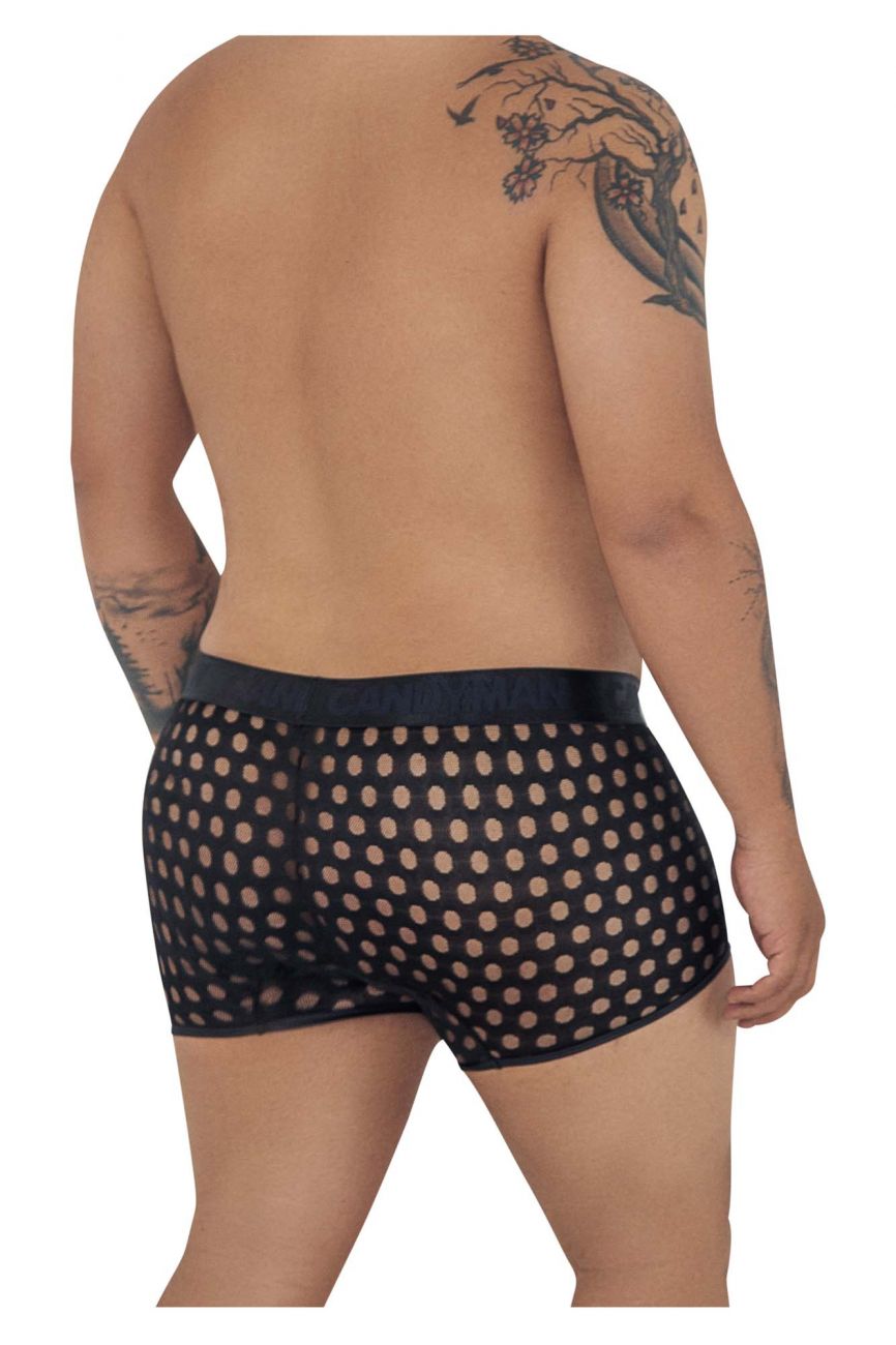 CandyMan 99511X Polka Mesh Trunks Black Plus Sizes