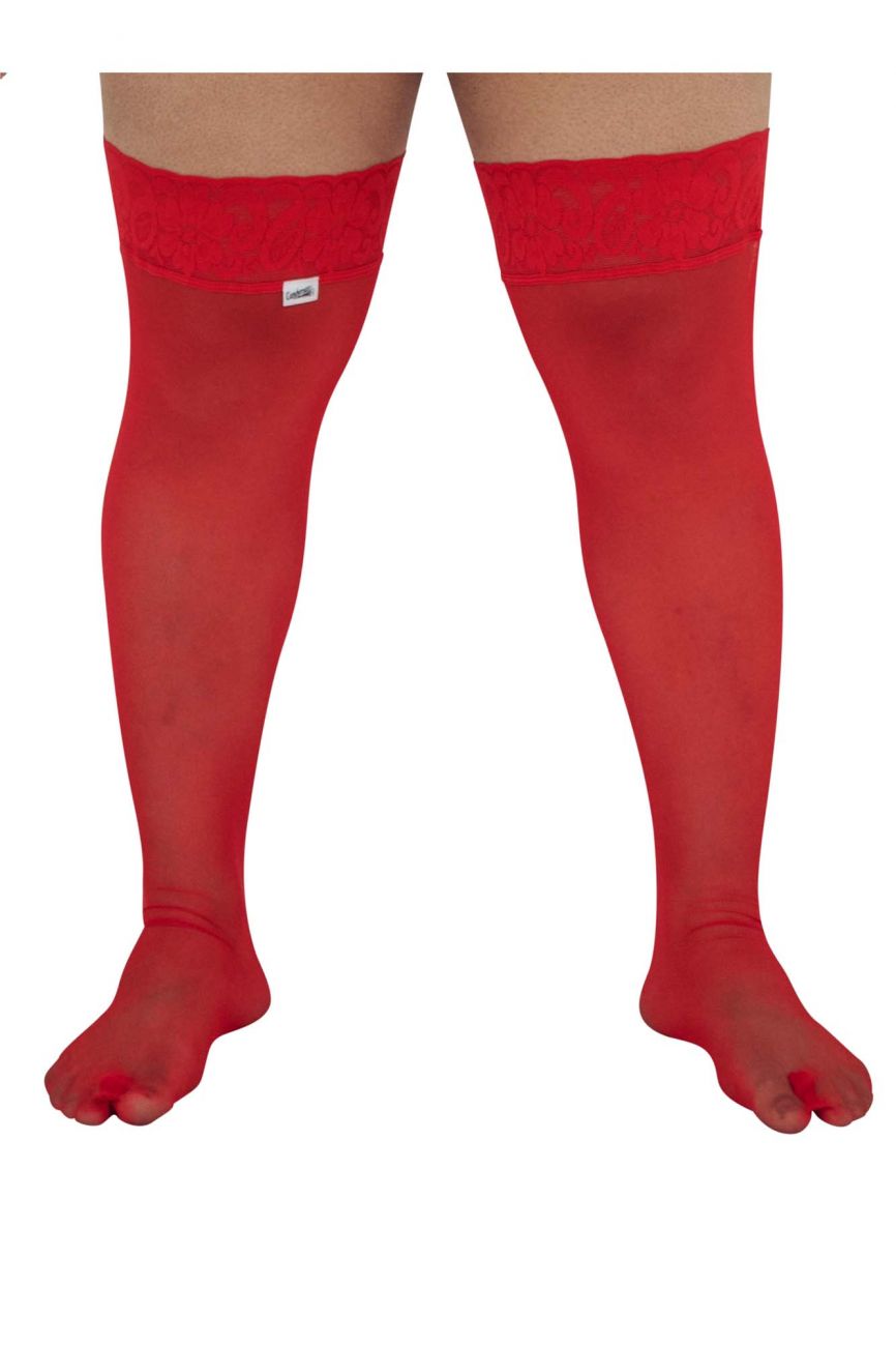 CandyMan 99533X Mesh Thigh Highs Red Plus Sizes