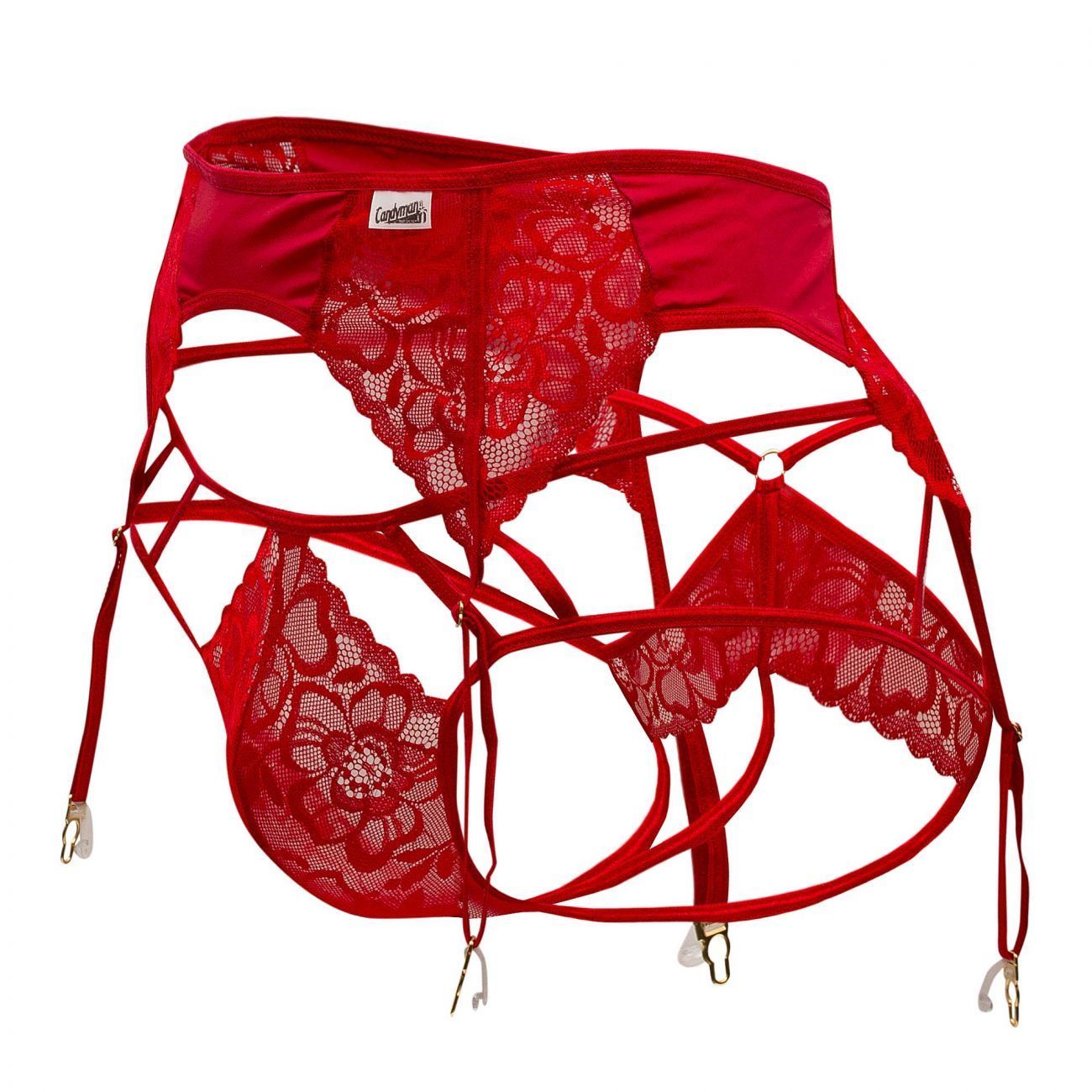 CandyMan 99550 Lace Garter-Jockstrap Outfit Red