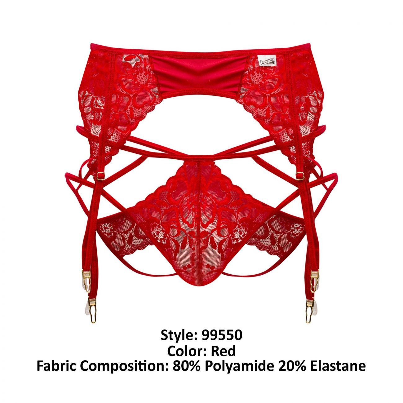 CandyMan 99550 Lace Garter-Jockstrap Outfit Red