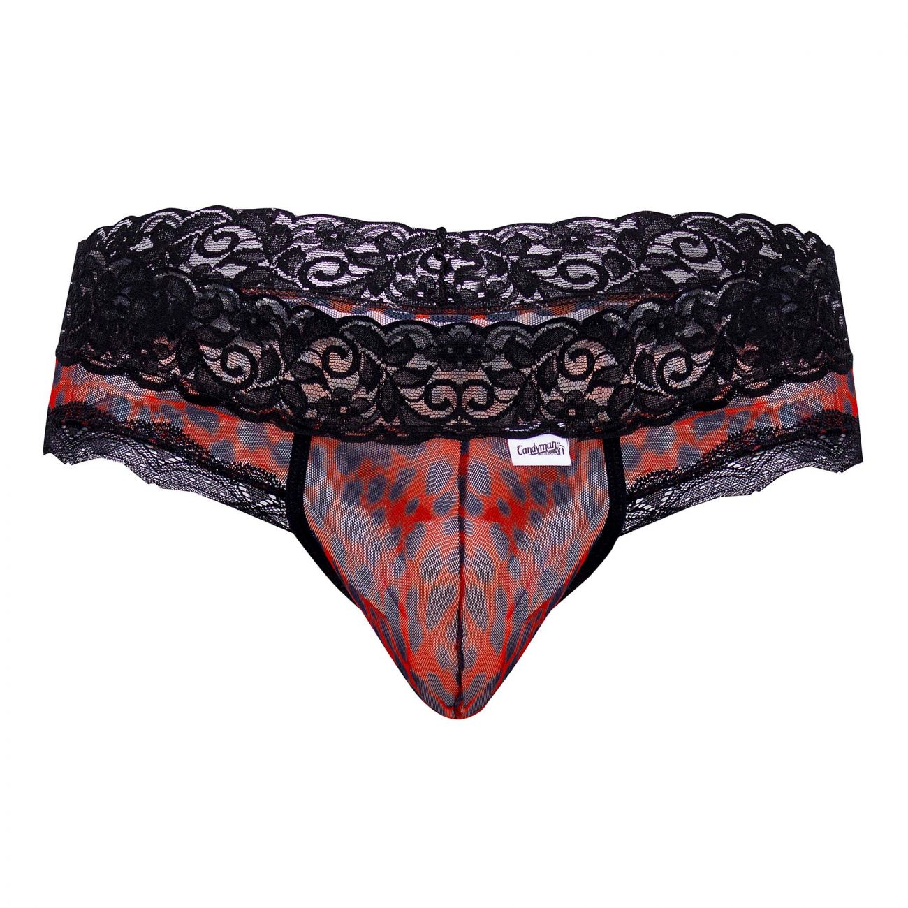 CandyMan 99596X Mesh-Lace Thongs Snake Print Plus Sizes