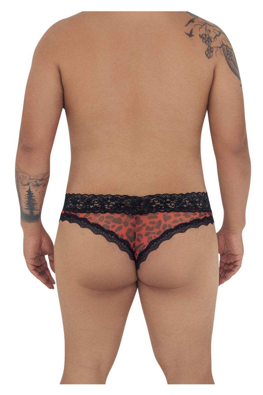 CandyMan 99596X Mesh-Lace Thongs Snake Print Plus Sizes