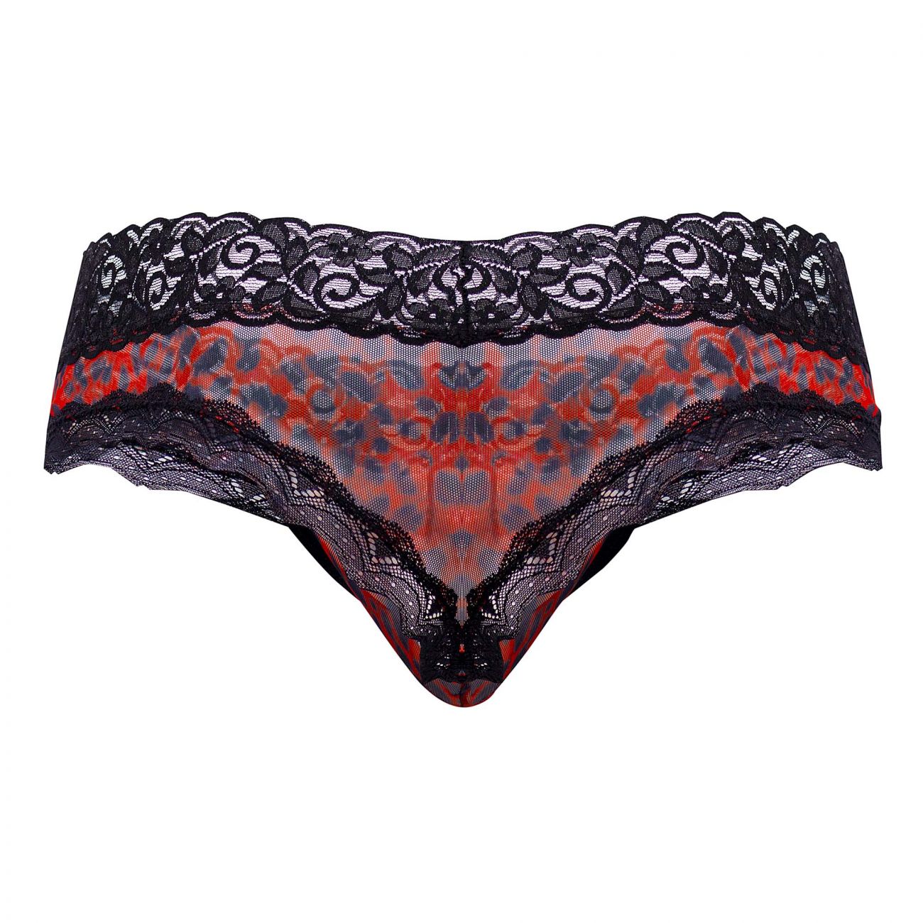 CandyMan 99596X Mesh-Lace Thongs Snake Print Plus Sizes