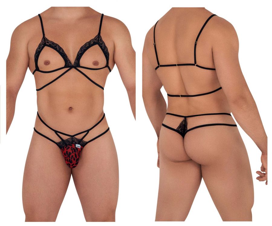 CandyMan 99610 Harness Thong Outfit Leopard Print