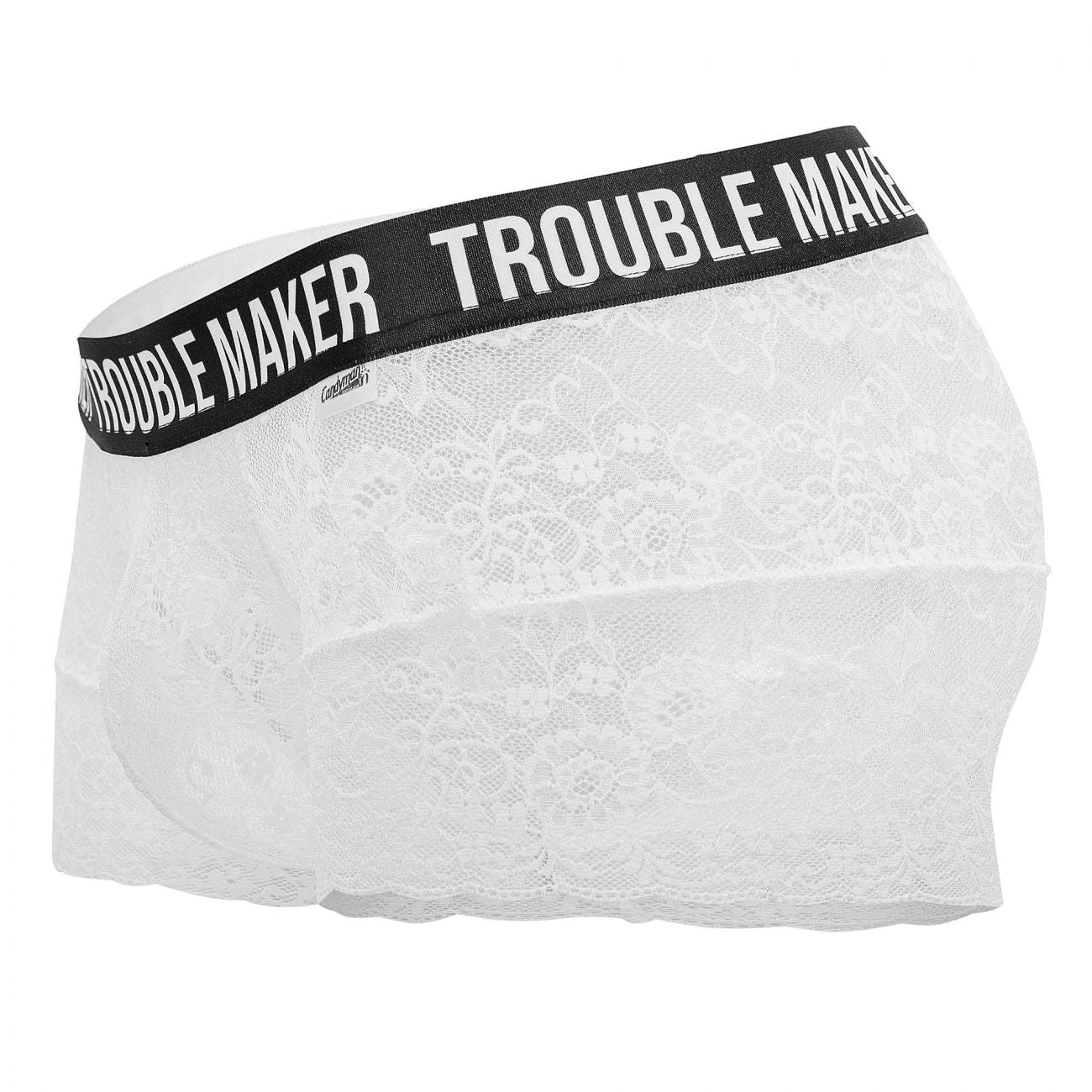 CandyMan 99616X Trouble Maker Lace Trunks White Plus Sizes