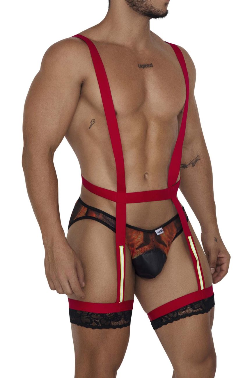 CandyMan 99660 Firefighter Outfit Black & Red Printed