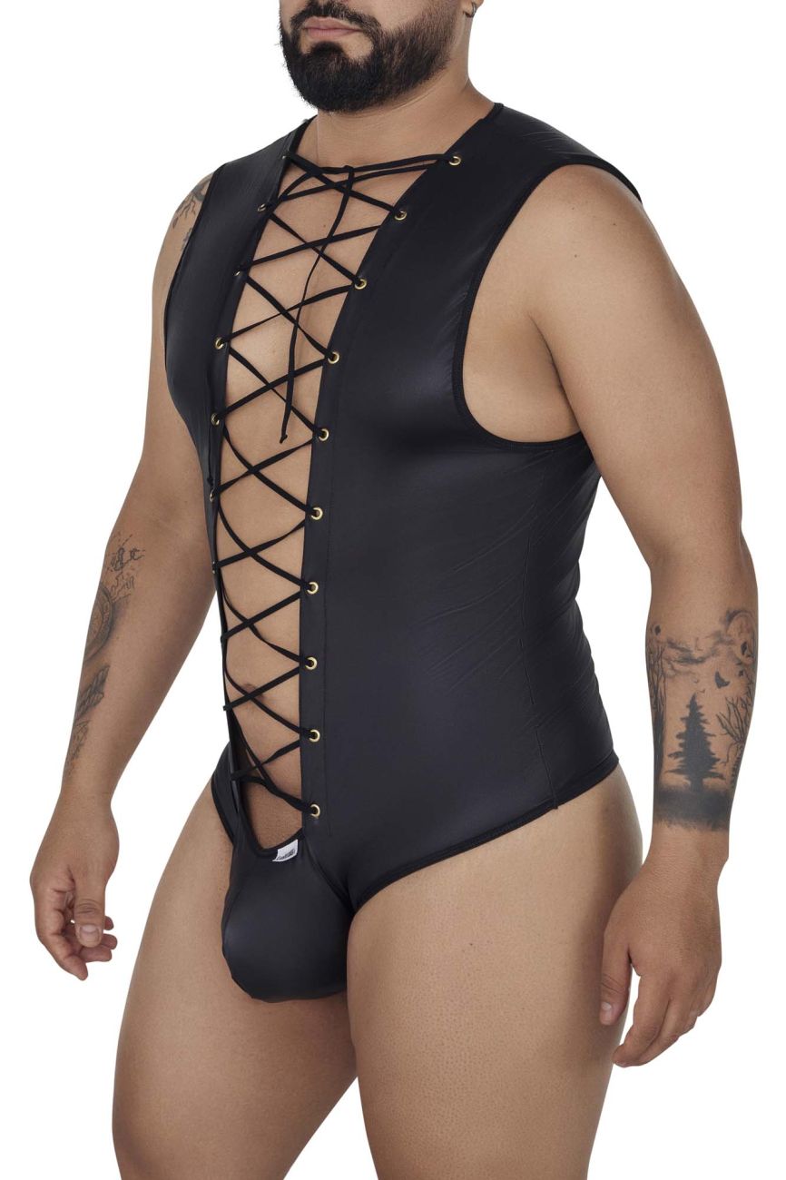 CandyMan 99694X Wrestling Bodysuit Black Plus Sizes