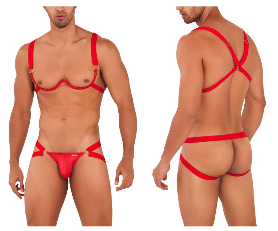 CandyMan 99731 Harness-Bra Two Piece Set Red