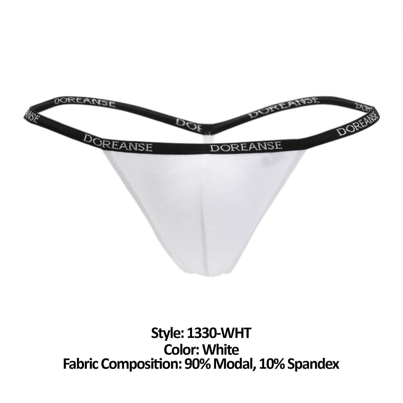 Doreanse 1330-WHT Ribbed Modal T-thong