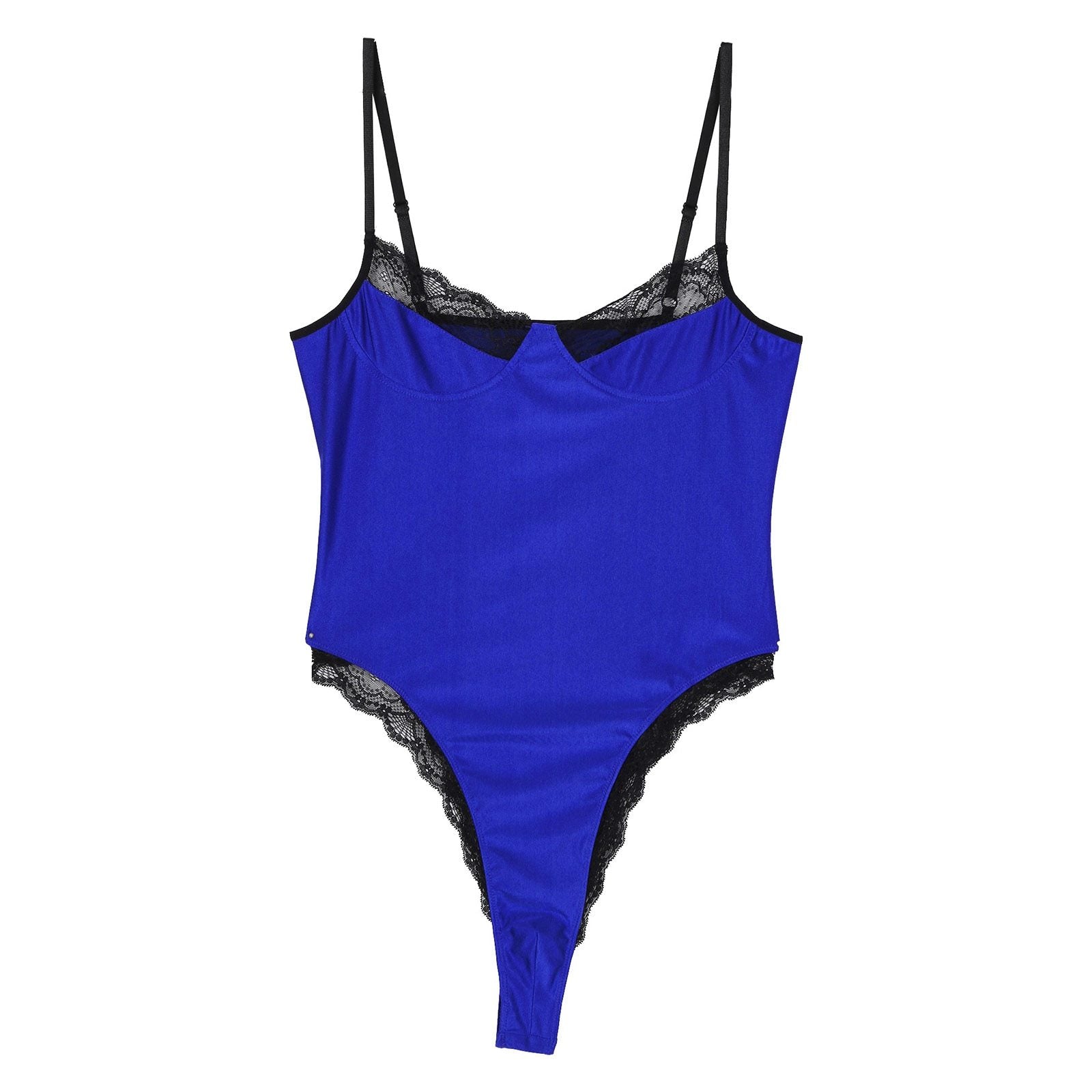 JCSTK - Mens Femme One Piece Bodysuit with Wireless Top Royal Blue