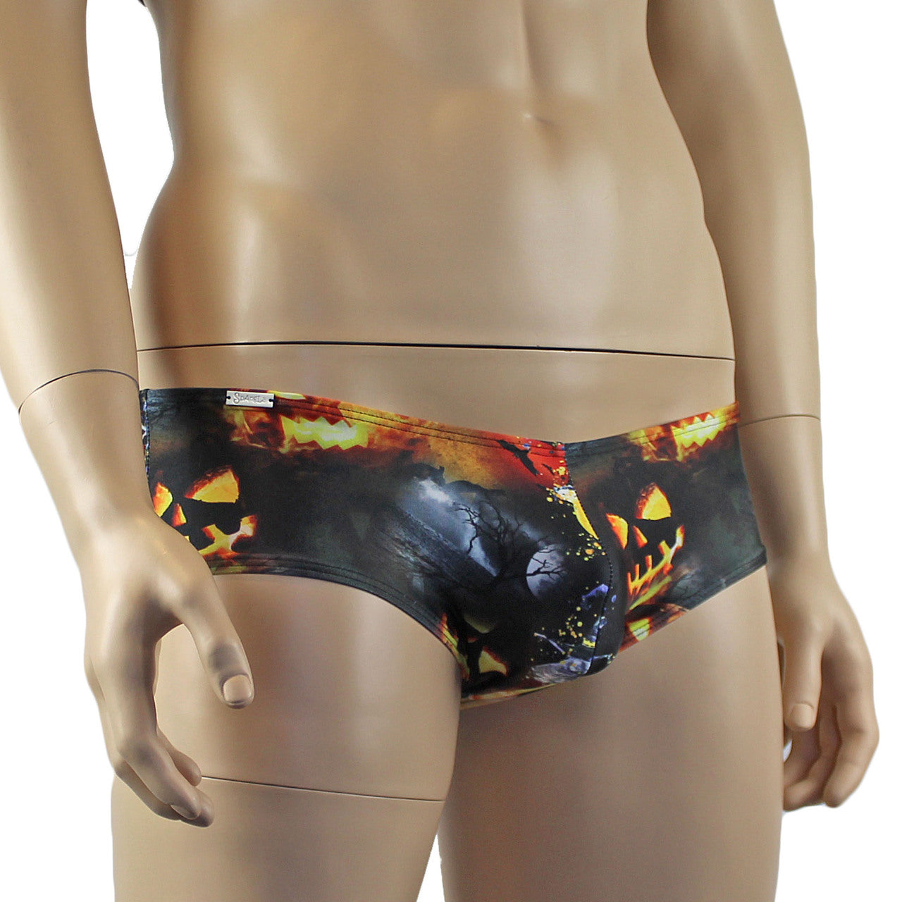 Mens Halloween Fire Breathing Pumpkins and Witches Mini Boxer Briefs