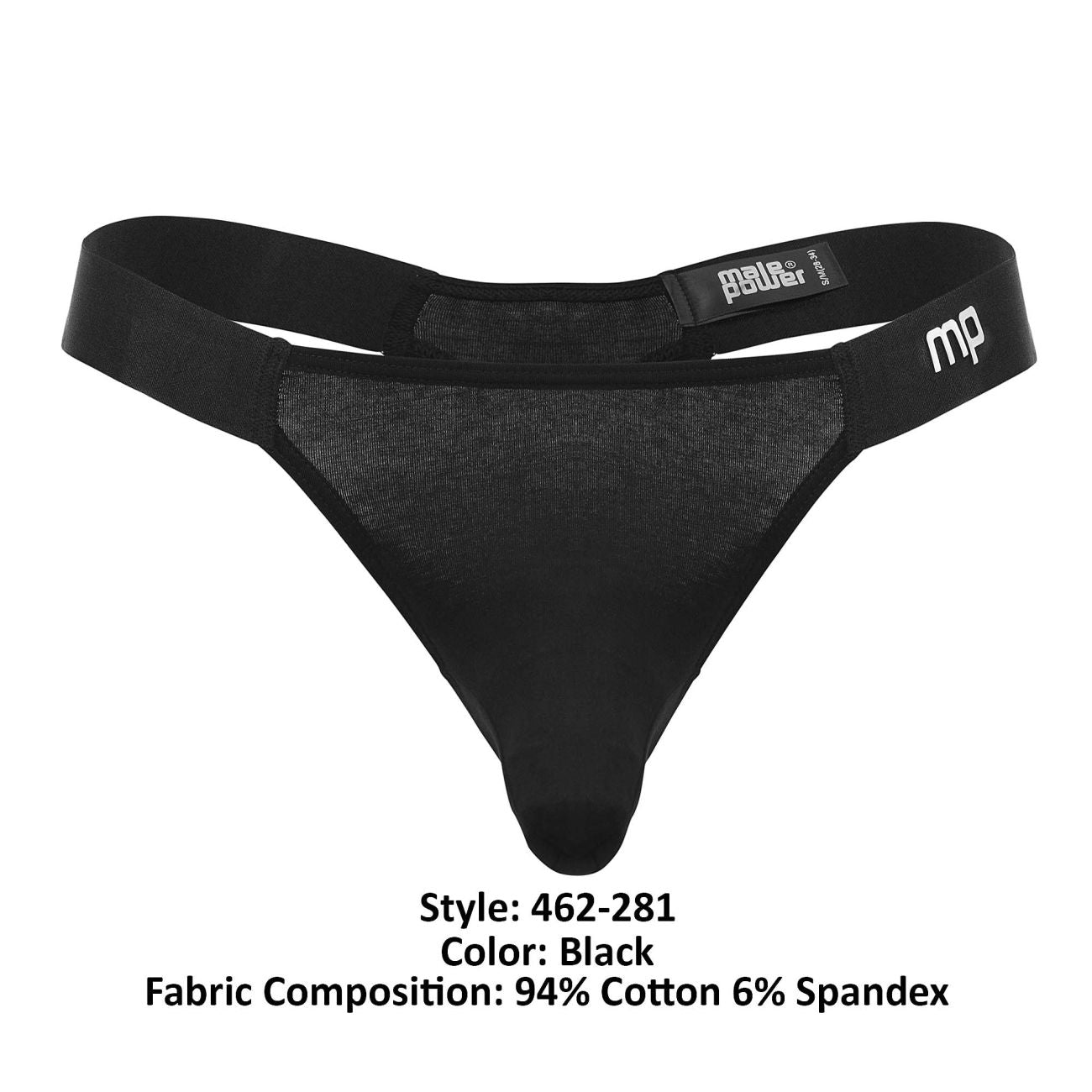 Male Power 462-281 Easy Breezy Thong Sleeve Black