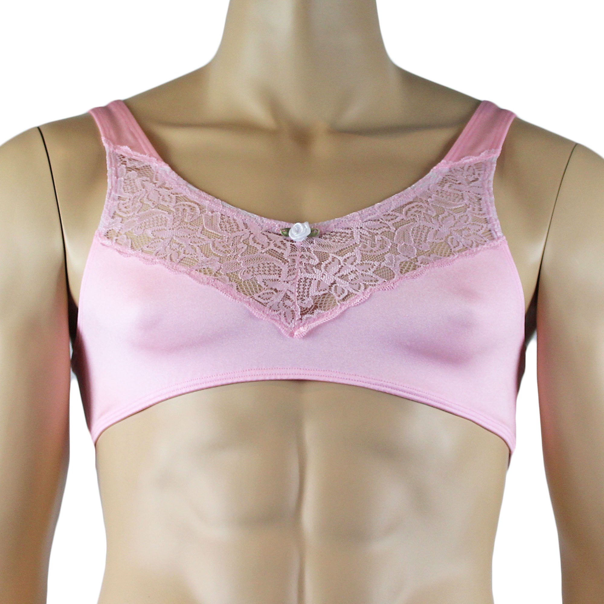 Male Penny Lingerie Bra Top with V Lace front and Capri Bikini Light Pink