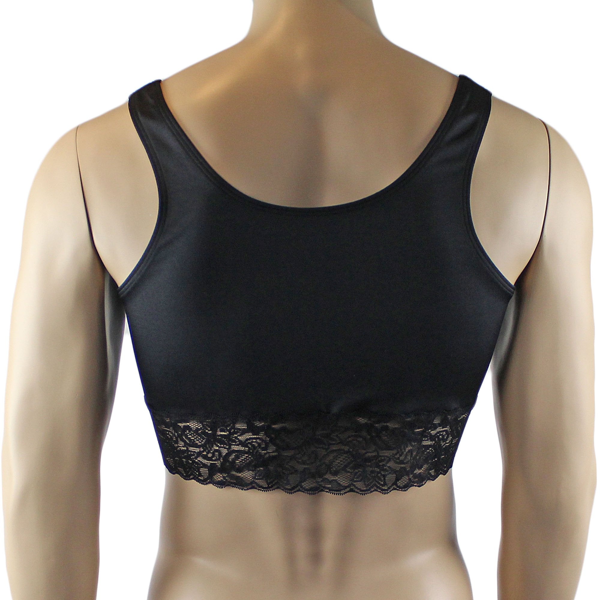 Male Penny Lingerie Bra Camisole Top with Lace Black