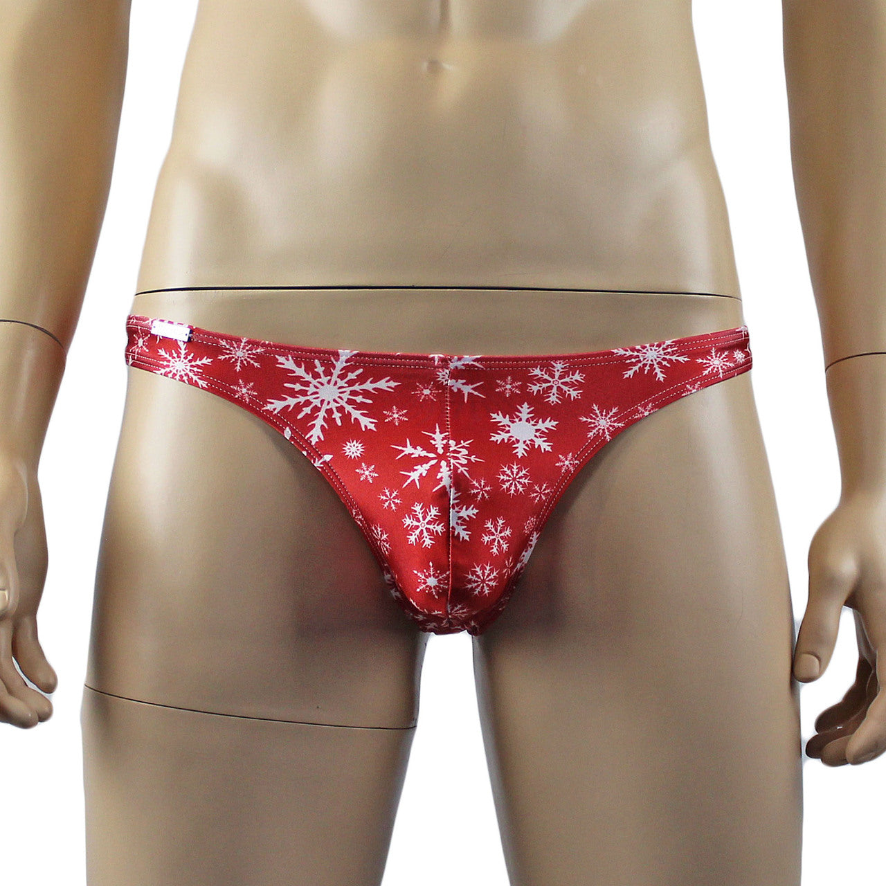 Mens Christmas Snowflake G string Thong Xmas Underwear Red and White