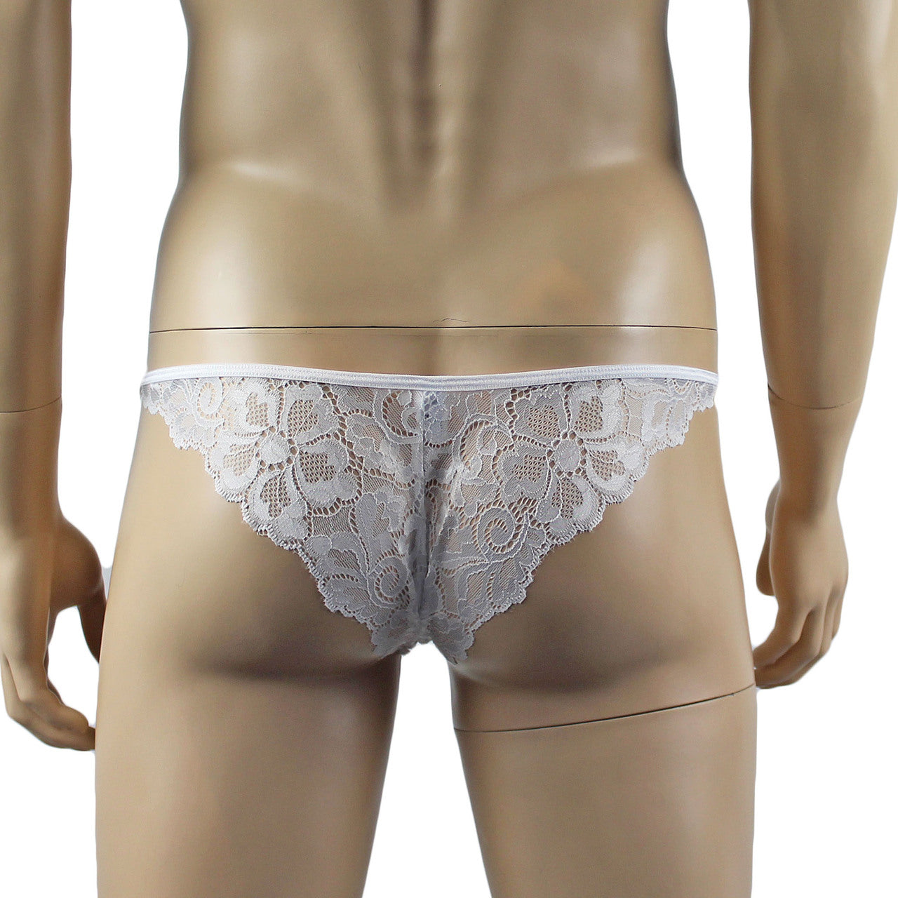 Mens Sweetheart Shiny Lace Bikini Brief Panty (white plus other colours)