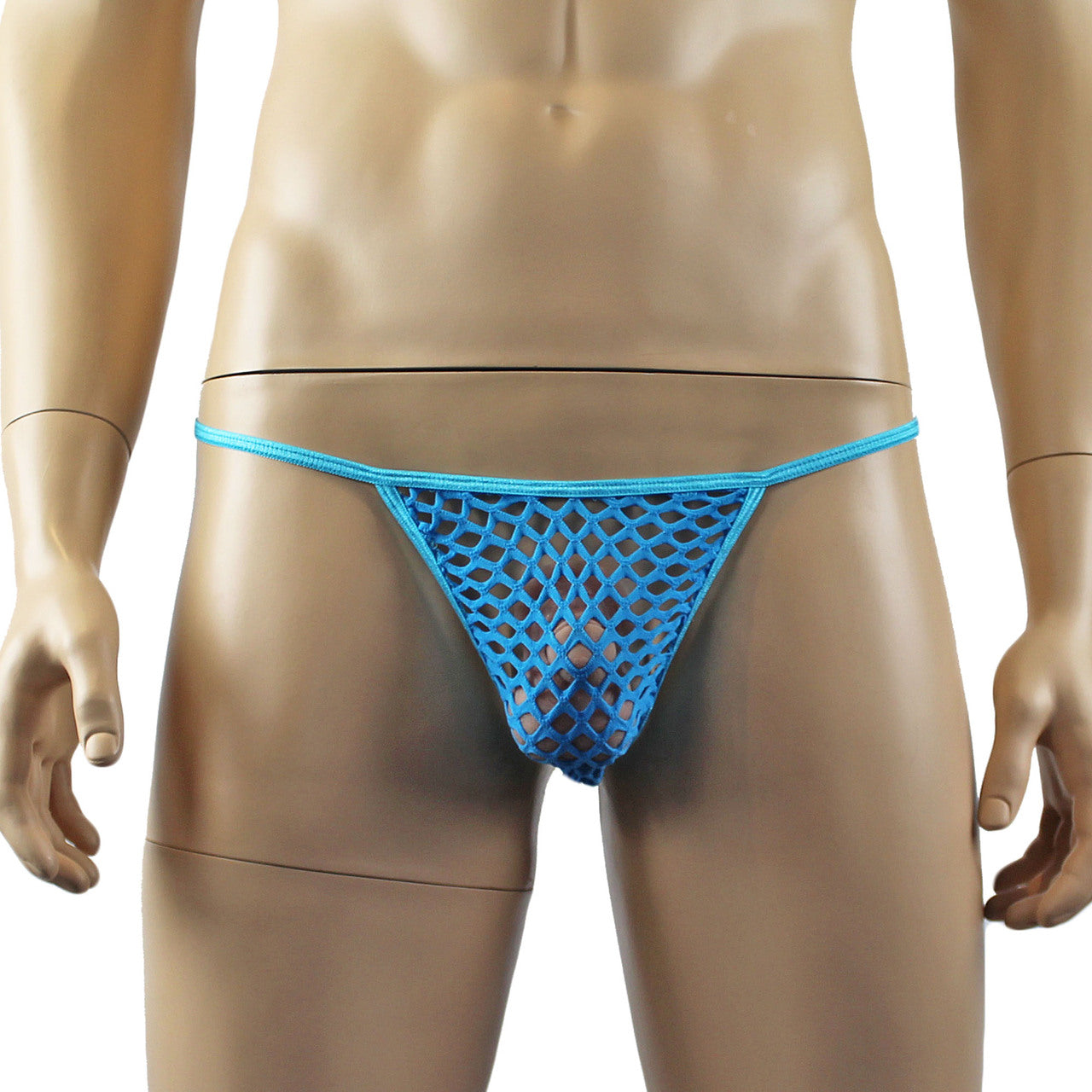 Mens Big Net Lingerie See-through Pouch G string Turquoise