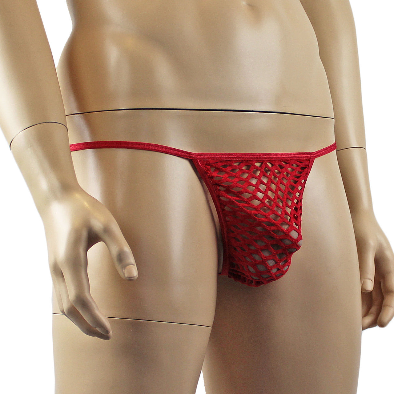 Mens Big Net Lingerie See-through Pouch G string Red